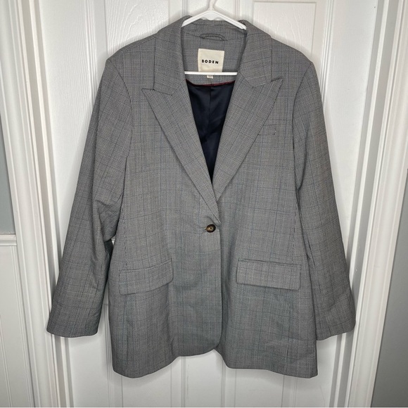 Boden Bloomsbury Wool Blazer in Grey Check Plaid Academia Houndstooth 20-22R - Picture 2 of 16